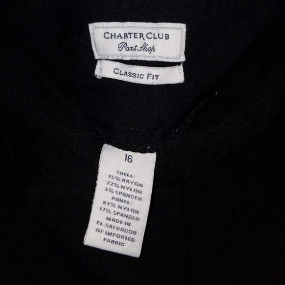Charter Club Black stretch pant. Size 16. - Picture 2 of 3
